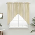thumbnail image 2 of Swag Valance Curtains for Windows, Cream Beige Striped Light Filtering Kitchen Curtains with Rod Pocket, Modern Farmhouse Retro Lines Window Treatment Valances for Living Room, 36x45 - 2 PCS, 2 of 9