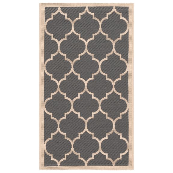 Safavieh Courtyard Alyssa Geometric Indoor/Outdoor Area Rug, Anthracite/Beige, 2' x 3'7"