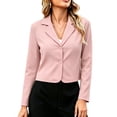 thumbnail image 5 of Zysthvn Long Sleeve Jacket Women Casual Lightweight Single Breasted Blazer Coats for Women Fall Lapel Cropped Solid Button Tops, 5 of 5