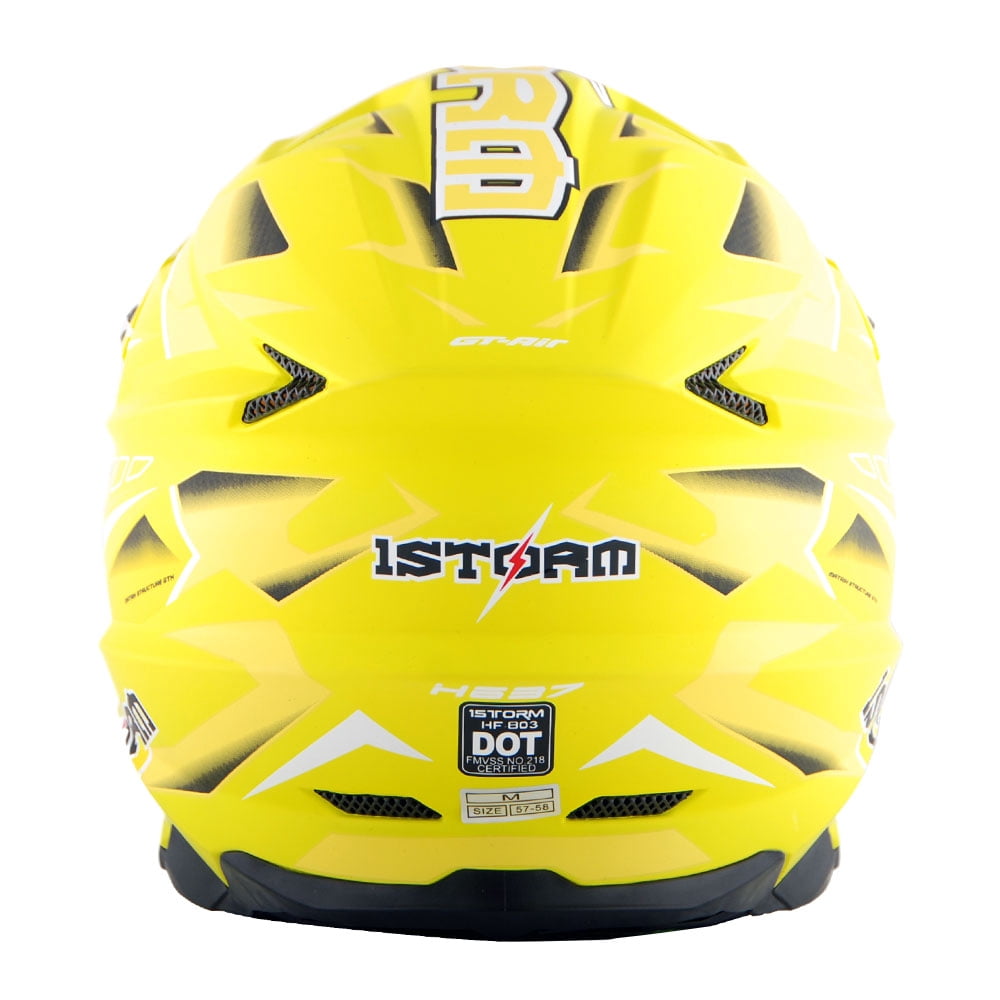 1Storm Motocross Adult Helmet Downhill Mountain Bike Helmet BMX MX ATV Dirt Bike Storm Style HF803; Storm Yellow