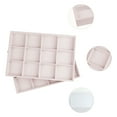 thumbnail image 3 of Unique Bargains 2pcs Stackable Velvet Jewelry Organizer Trays with Removable Dividers Light Pink-12 Grid Tray, 3 of 7