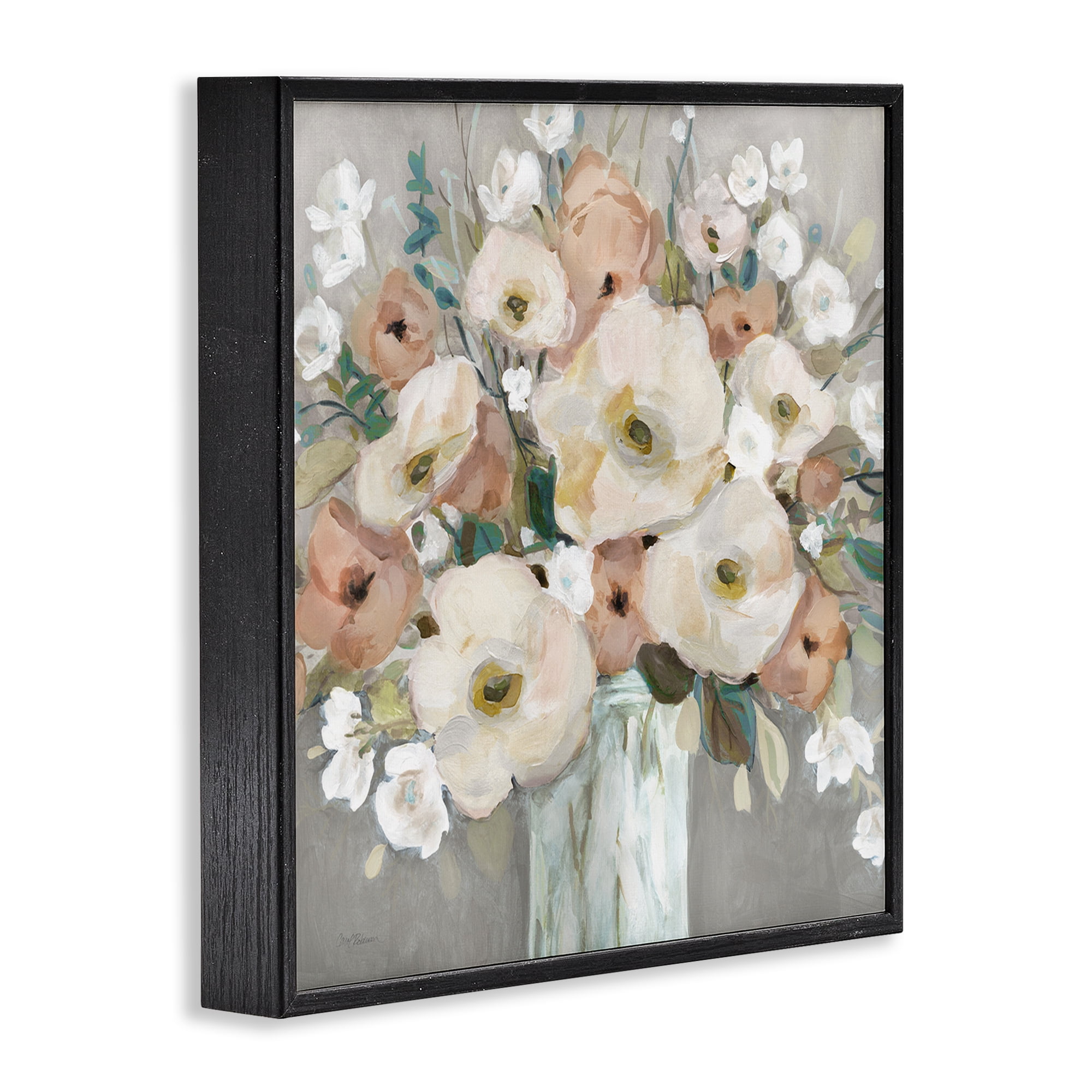 Stupell Industries Bouquet of Pastels Botanical & Floral Painting Black Framed Art Print Wall Art, 12 x 12