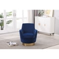 thumbnail image 6 of Navy Velvet Swivel Chair. Home Living. 360° Rotation. Deep Inviting Seat. Ergonomic Armrest. Stable. W28.3"×d29.3"×h32.7 360-degree Rotation Chair, Navy, Design For Comfort, 6 of 6