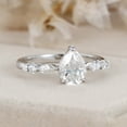 thumbnail image 3 of Oryn Jewelry Engagement Band in 14K White Gold Plated - 1.9 Ct Pear Cut Solitaire Moissanite Ring - Classic Accent Wedding Band - Mid-Century Style Gift, 3 of 6