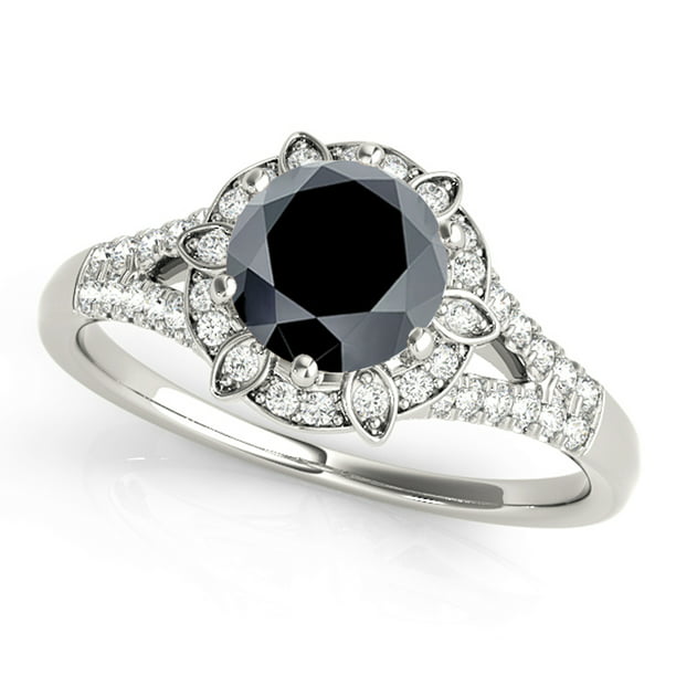 MauliJewels - 1 Ct Black Diamond Wedding Engagement Ring For Women-10k ...