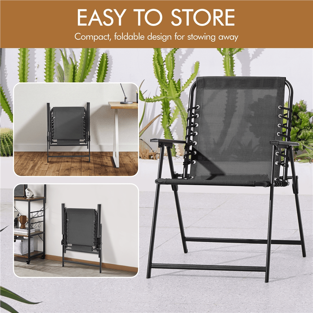 Renwick Set of 2 Outdoor Folding Dining Chairs with Armrests, Dark Gray