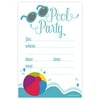 Pool Party Summertime Invitations - Fill In Style (20 Count) With Envelopes