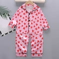 thumbnail image 2 of VNKIDY Girls Outfits Kids Children Cozy 2 Piece Outfit Pink Heart Prints Long Sleeve Lapel Button Down Top Loose Fit Pants Home Wear Set Trendy Outfits, 2 of 4