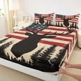 thumbnail image 3 of Homewish Safari Deer Silhouette Twin Sheet Sets,American Flage Pattern Twin Fitted Sheet,Red Beige Black Flat Sheet For Boys Teens,Super Cozy Room Decor,3 Pieces, 3 of 7