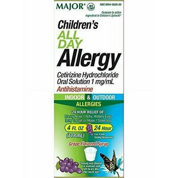 Children's All Day Allergy [Cetirizine 1mg/ml] Grape Flavored Syrup 4 Oz