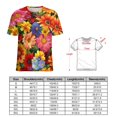 thumbnail image 2 of Floral Colorful Flower Womens Tops Women's Fashion Casual Short Sleeve Flower Print Round Neck Pullover Top Blouse, 2 of 6