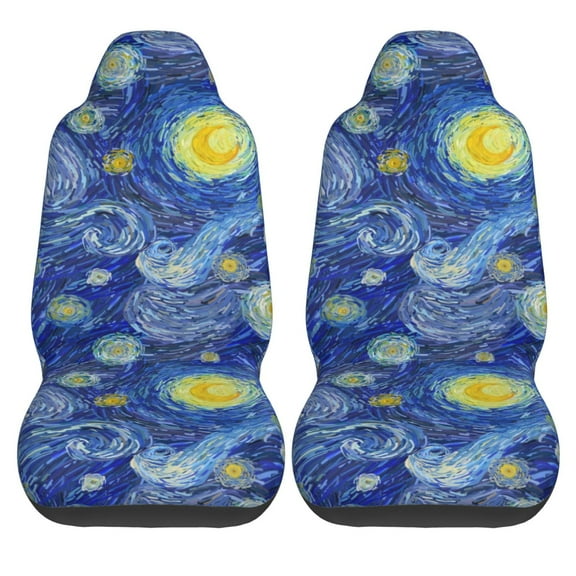 KAKALAD Van gogh starry sky Car Seat Covers Set Vehicle Front Seats Protector 2 Pcs