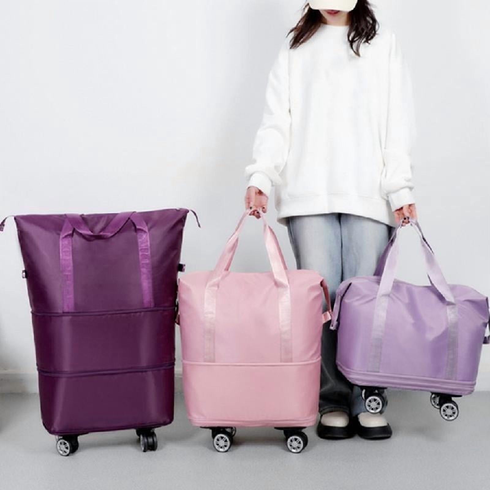 SIEYIO Expandable Large Capacity Travel Bag Wheeled Foldable Pulley Rolling Luggage Bag