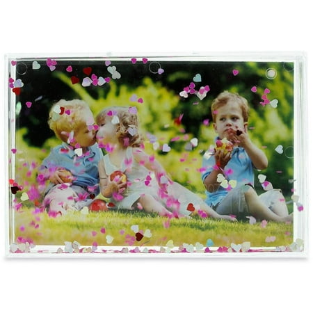 Photo Frame Water Globe - Hearts Glitter Water Globe Style Picture Frame