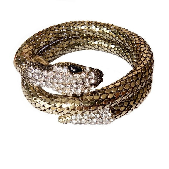 Womens Snake Bracelet Multi Strand Rhinestone Bangle Electroplated Metal Jewelry for Anniversary Birthday Celebrations