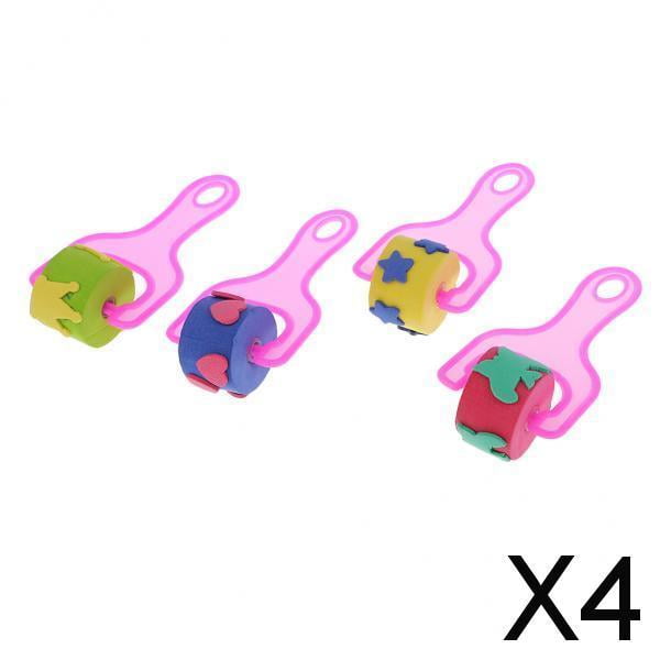 4x para Niños Cepillos de Esponja Niños Rodillo de Pintura Juguetes de Graffiti Mango de Plástico Cepillo de Dibujo Niños Juguetes de Dibujo Educativo 4 piezas