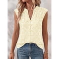 thumbnail image 3 of BTFBM Womens Summer Tops Dressy Casual Floral Eyelet Sleeveless Button Down Shirts Boho Beach Vacation Outfits, 3 of 7