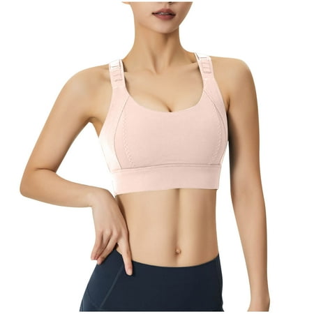 ATOYSOY Women s Everyday Bra Sports Bra Yoga Running Activewear Slim Basic Tank Tops Clearance Bralette Solid Color Underwear Teens Push Up Comfort Bra Breathable Pink XXXXL