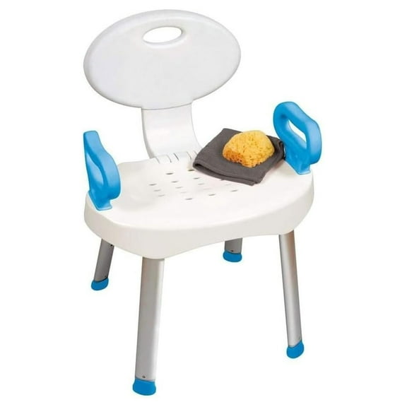 E-Z Bath and Shower Seat with Handles - Shower Chair with Back for Elderly, Seniors, Handicap - Sturdy Frame - Supports Up to 300 Pounds