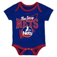 thumbnail image 3 of Infant Mitchell & Ness Blue/Red New Jersey Nets Hardwood Classics Bodysuits & Cuffed Knit Hat Set, 3 of 5