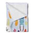 thumbnail image 2 of Hello Summer Soft Flannel Fleece Blanket, Flip Flops Sea Shells Sunny Days Monkey in a Bathing Suit Vivid, Cozy Plush for Indoor and Outdoor Use, 50" x 60", Baby Blue and Multicolor, by Ambesonne, 2 of 5
