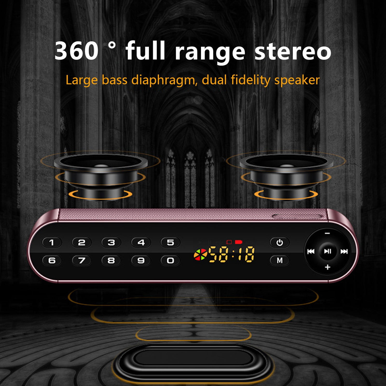 Bluetooth/FM Radio/MP3 Player Portable Wireless Speaker, Bluetooth Audio Speaker, Portable Subwoofer with HiFi Sound, USB Support, Wireless Radio for Home Outside