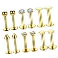 thumbnail image 2 of Baohd 16G Steel Lip Bar Labret Lip Rings Tragus Stud Piercing Jewelry Golden, 2 of 7