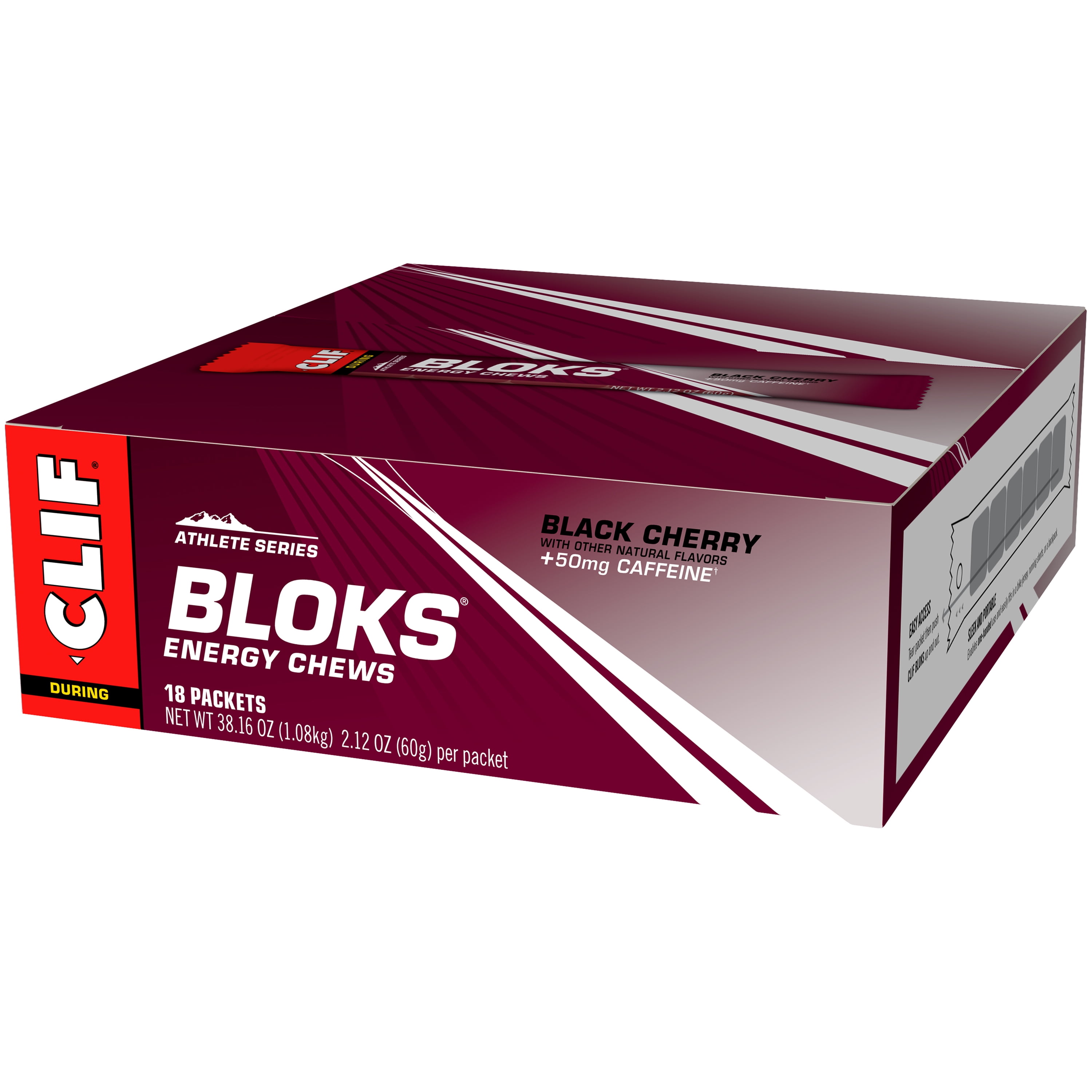 Clif Bloks Energy Chews Black Cherry Flavor 50mg Caffeine 2 12 Ounce Packets 18 Count Walmart Com Walmart Com