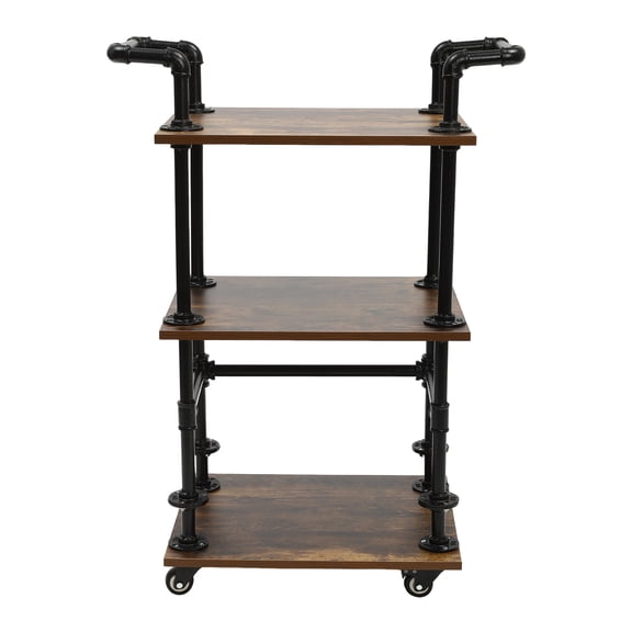 Wildnix Industrial 3-Tier Bar Cart with U-Shaped Handles, Sturdy Chipboard and Steel Construction, Large Storage Space, Ideal for Serving and Kitchen Use