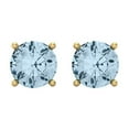 thumbnail image 3 of 3 Ct Round Cut Studs Natural Sky Blue Topaz 14K Yellow Solid Solid Gold Everyday Dainty Earrings Screw Back, 3 of 7