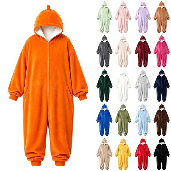 FAHXNVB Men's Hooded Onesie Pajamas Lightweight Fuzzy Fleece Zip Up Jumpsuit Long Sleeve Lounge One Piece Pjs with Pocket S-XXL