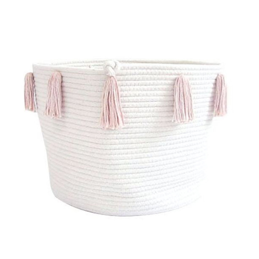 Frcolor Basket Storage Baskets Woven Cotton Rope Hamper Laundry Bedroom