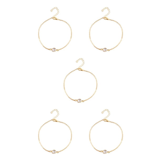 Jumpingount Tobillera ajustable Universal resistente oro plata joyería delicada accesorio de moda pulseras de tobillo cadenas de pie para mujer oro Oro 5piezas Jumpingount CBP253770