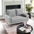thumbnail image 2 of 57" Gray and Dark Brown Velvet Love Seat and Toss Pillows, 2 of 4