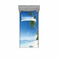 thumbnail image 2 of Ocean Bedding Set with Sheet & Covers, Tropical Beach with Palm Trees in the Ocean Summer Paradise Image Modern Design, Printed Bedroom Decor 2 Shams, 4 Sizes, Blue Green Cream, by Ambesonne, 2 of 3