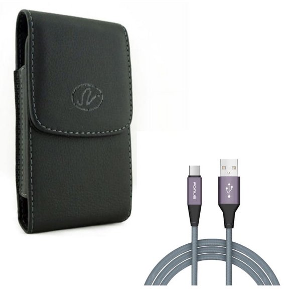 Leather Case Belt Clip w Type-C 10ft USB Cable for OnePlus 9 Phone - Holster Cover Pouch, Charger Cord Power Wire K1P for OnePlus 9