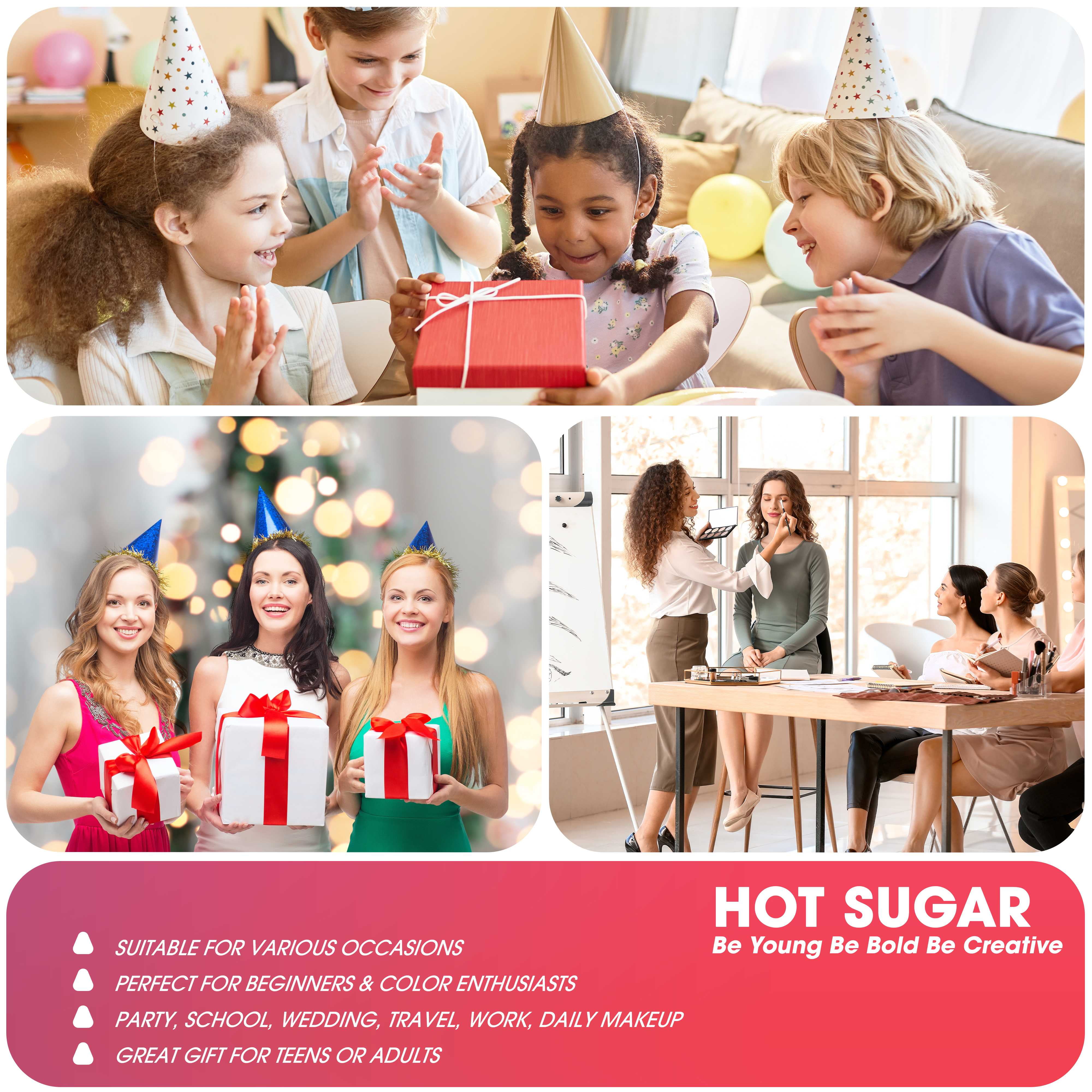 Hot Sugar Makeup Kit for Teens with Train Case, Portable Beginner Makeup Gift Set, Makeup Beauty Kit for Girls (PINK)