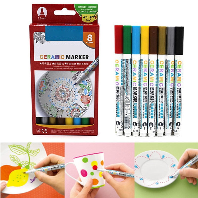 8 Colors Ceramic Painting Paint Pen Waterproof Hand-painted Glass Mug ...