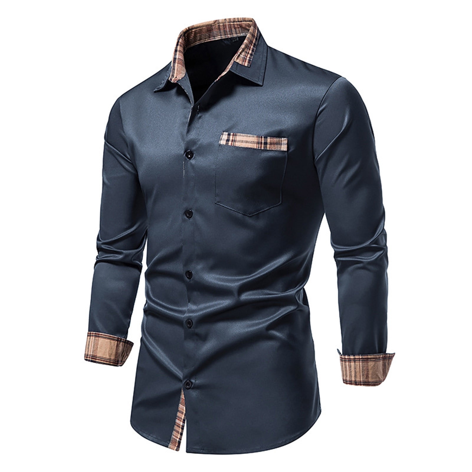 walmart slim fit dress shirts G-style USA Men's Slim Fit Long Sleeve Dress Shirt - Black