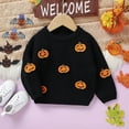 thumbnail image 2 of yuuuggc Halloween Baby Girl Clothes Toddler Girl Cardigan Sweater Baby Halloween Ghost Outfit Button Up Lapel Blouse Sweaters Jacket Knitted Clothes(Black,6-9 Months), 2 of 6