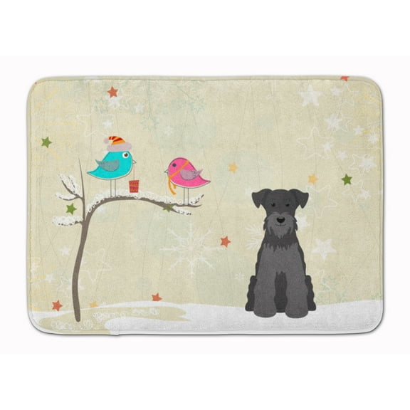 Christmas Miniature Schanuzer Black Machine Washable Memory Foam Mat