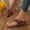 thumbnail image 7 of THDHVS Womens Wedge Sandals,Wedge Sandals for Women,Women's Soft Footbed Fashion Slide Sandals Wine 6, 7 of 7