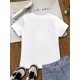 thumbnail image 2 of Camiseta estampada de niña con leotardo azul: suave, elástica, con cuello redondo y manga corta para niñas, top informal de verano para exteriores, ajuste cómodo para edades de 7 a 1 año., 2 of 6