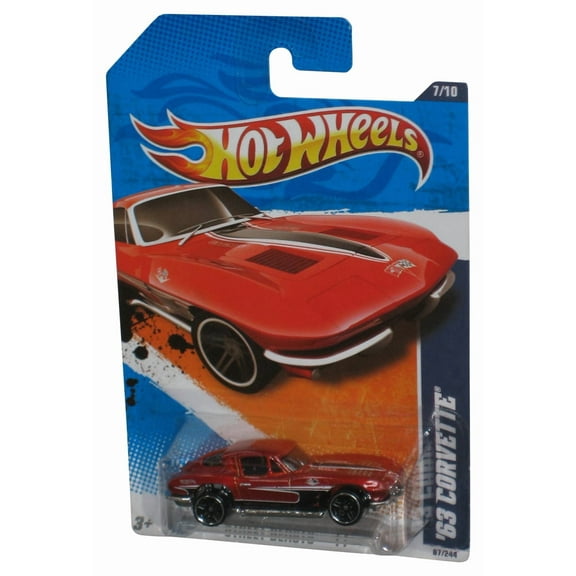 Hot Wheels Street Beasts '11 7/10 (2010) Red '63 Corvette Toy Car 87/244
