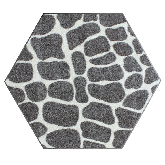 Crocodile Light Grey Area Rug for Living Room, Dining Room, Kitchen, Bedroom, Kids, Made In USA - 7' Hexagon