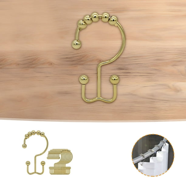 Anillos de cortina de ducha de doble gancho de acero inoxidable - pack de 10, diseño de cuenta corrediza engrosada y sin sujetar, silenciosa y duradera para baño