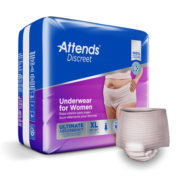 Attends Discreet Adult Absorbent Underwear Pull On X-Large, Bag of 16