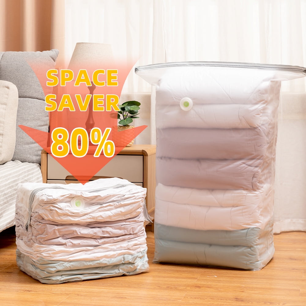 Vacuum Storage Bags,1/5 Pack Large Vacuum Compression Storage Bags for  Duvets Cloths,No need pump Exhaust Air Just Need 3 Second