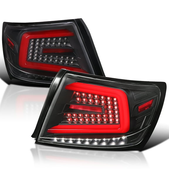 Spec-D Tuning Black Sequential Tail Lights w/ Red LED Bar Compatible with 2008-2011 Subaru Impreza / Impreza WRX, Left Right Pair Assembly