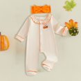 thumbnail image 2 of YDFCWXW Baby Girl Footie Romper Jumpsuit | Ruffle Long Sleeve Overalls, Frill Crewneck Coveralls, Embroidery Jumper Footies, Girls Clothes (Orange, 0-3 Months), 2 of 4